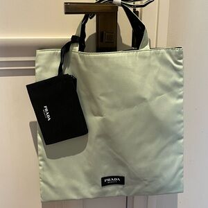 Prada Shoppers tote bag 2 in 1 w attached pouch New purse w dust bag Authentic